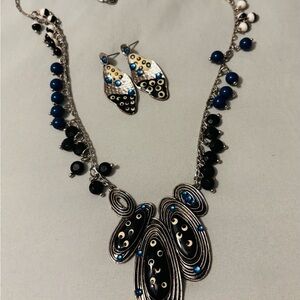 Hand Made Elegant Silver and Black Jewelry Set